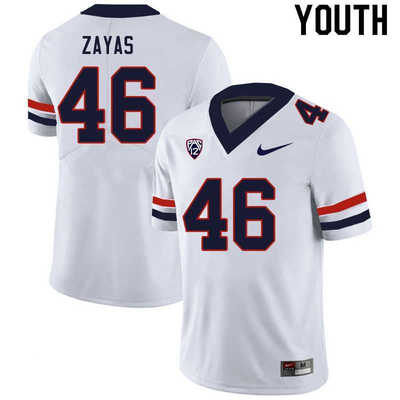 Youth #46 Victor Zayas Arizona Wildcats College Football Jerseys Sale-White - Click Image to Close
